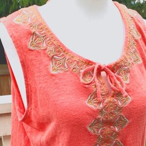 J Jill stretchy linen embroidered front tunic size M